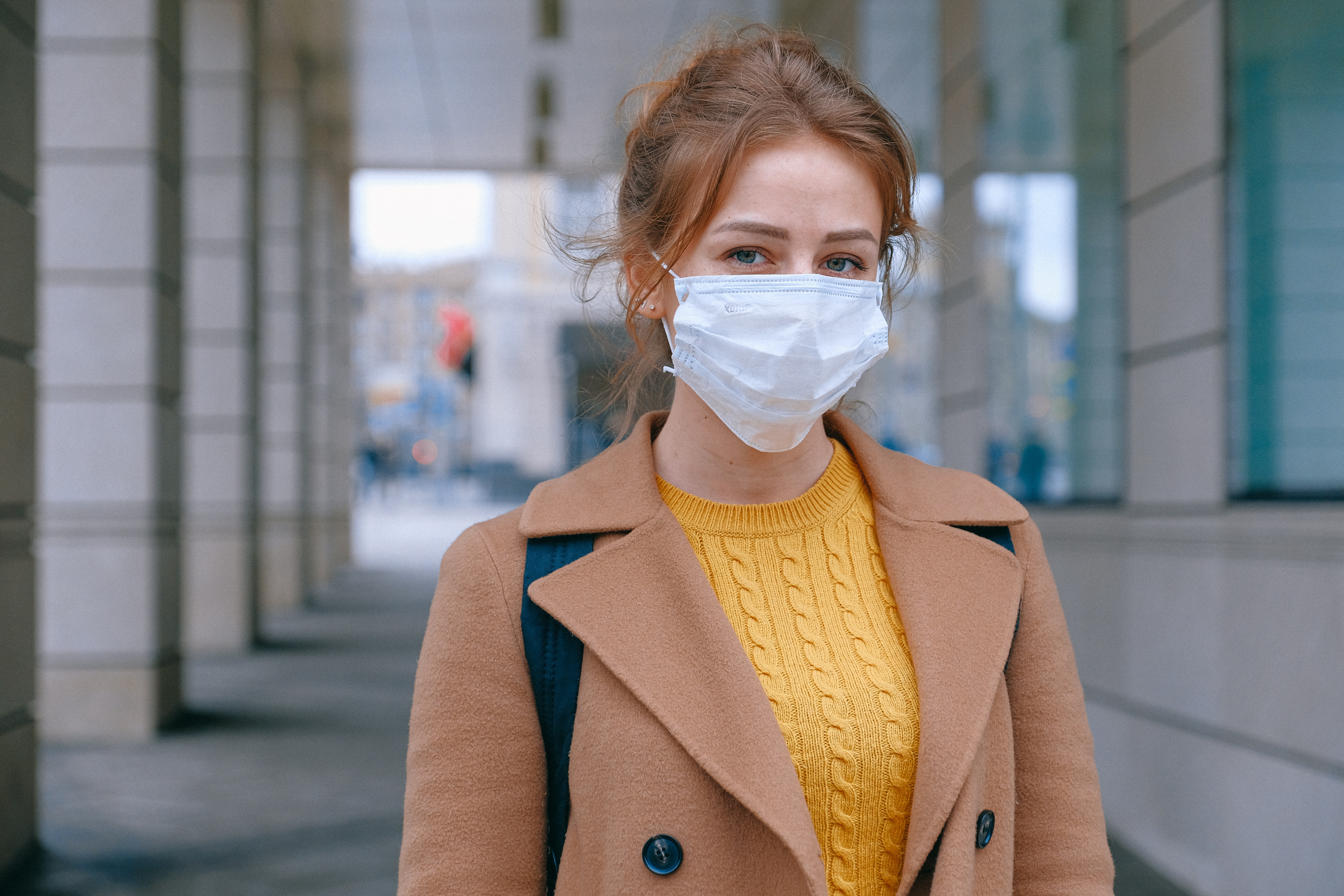 Woman outside wearing a face mask